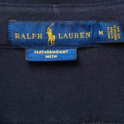 Ralph Lauren Navy Blue Cotton Button Front Full Sleeve Featherweight Mesh T-Shirt M