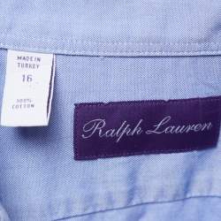 Pre Owned Ralph Lauren Blue Cotton Button Front Full Sleeve Shirt L