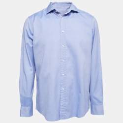 Pre Owned Ralph Lauren Blue Cotton Button Front Full Sleeve Shirt L