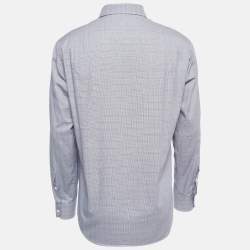 Pre Owned Ralph Lauren Navy Blue Checked Cotton Button Front Full Sleeve Shirt L