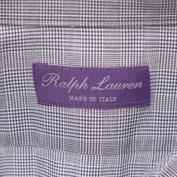 Pre Owned Ralph Lauren Navy Blue Checked Cotton Button Front Full Sleeve Shirt L