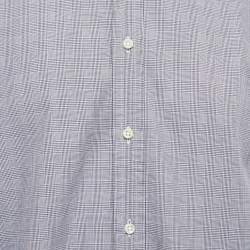 Pre Owned Ralph Lauren Navy Blue Checked Cotton Button Front Full Sleeve Shirt L