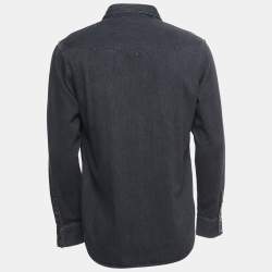 Pre Owned Ralph Lauren Black Washed Denim Button Front Full Sleeve Shirt M