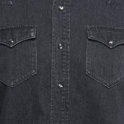 Pre Owned Ralph Lauren Black Washed Denim Button Front Full Sleeve Shirt M