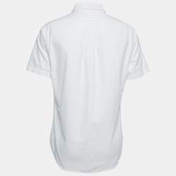 Pre Owned Ralph Lauren White Cotton Button Down Half Sleeve Slim Fit Shirt L