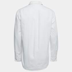 Pre Owned Ralph Lauren White Logo Embroidered Cotton Button Down Full Sleeve Custom Fit Shirt L