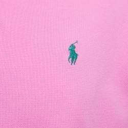 Pre Owned Ralph Lauren Pink Logo Embroidered Cotton Pique Polo T-Shirt L