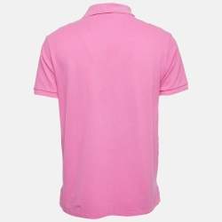Pre Owned Ralph Lauren Pink Logo Embroidered Cotton Pique Polo T-Shirt L