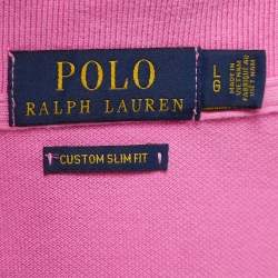 Pre Owned Ralph Lauren Pink Logo Embroidered Cotton Pique Polo T-Shirt L