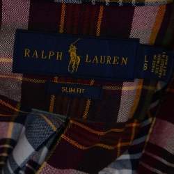 Pre Owned Ralph Lauren Multicolor Plaid Cotton Button Down Half Sleeve Shirt L