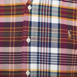 Pre Owned Ralph Lauren Multicolor Plaid Cotton Button Down Half Sleeve Shirt L