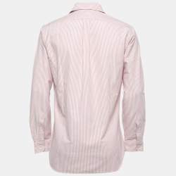 Pre Owned Ralph Lauren Red Striped Cotton Button Down Custom Fit Full Sleeve Shirt M