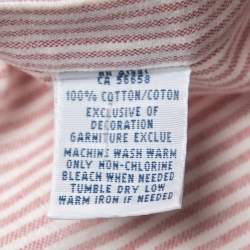 Pre Owned Ralph Lauren Red Striped Cotton Button Down Custom Fit Full Sleeve Shirt M