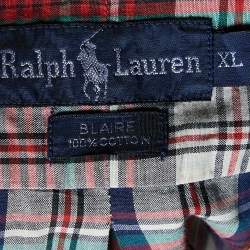 Pre Owned Ralph Lauren Red Checked Cotton Button Down Blaire Shirt XL