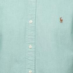Pre Owned Ralph Lauren Green Logo Embroidered Cotton Button Down Full Sleeve Shirt L