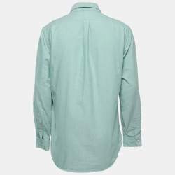Pre Owned Ralph Lauren Green Logo Embroidered Cotton Button Down Full Sleeve Shirt L