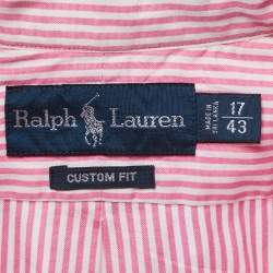 Pre Owned Ralph Lauren Pink Striped Cotton Button Down Custom Fit Full Sleeve Shirt XXL