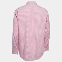 Pre Owned Ralph Lauren Pink Striped Cotton Button Down Custom Fit Full Sleeve Shirt XXL