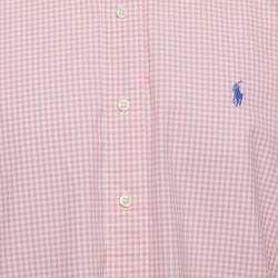 Pre Owned Ralph Lauren Pink Checked Cotton Button Down Custom Fit Full Sleeve Shirt XL