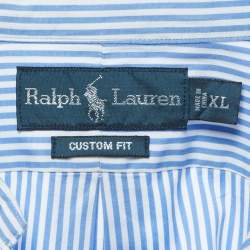 Pre Owned Ralph Lauren Blue Striped Cotton Button Front Full Sleeve Shirt XL