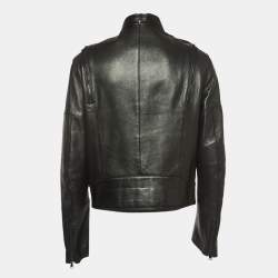 Pre Owned Ralph Lauren Black Leather Moto Jacket L
