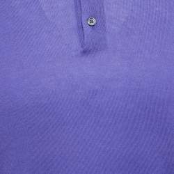 Pre Owned Ralph Lauren Purple Cotton Full Sleeve Polo T-Shirt M