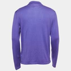 Pre Owned Ralph Lauren Purple Cotton Full Sleeve Polo T-Shirt M
