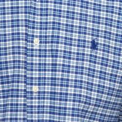 Pre Owned Ralph Lauren Blue Checked Cotton Button Down Full Sleeve Shirt XL