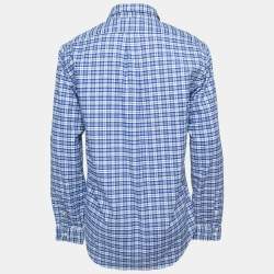 Pre Owned Ralph Lauren Blue Checked Cotton Button Down Full Sleeve Shirt XL
