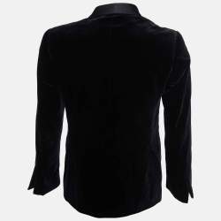 Pre Owned Ralph Lauren Black Velvet Double Breasted Blazer M