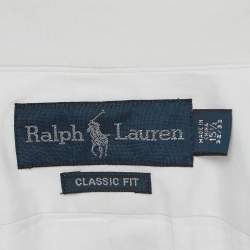 Pre Owned Ralph Lauren White Logo Embroidered Cotton Button Down Shirt M