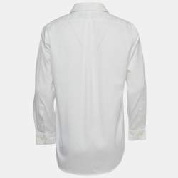 Pre Owned Ralph Lauren White Logo Embroidered Cotton Button Down Shirt M