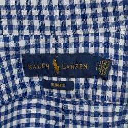 Pre Owned Ralph Lauren Blue Checked Cotton Button Down Slim Fit Shirt L