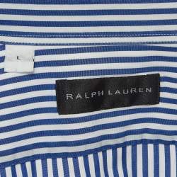 Pre Owned Ralph Lauren Blue Striped Cotton Button Front Shirt L
