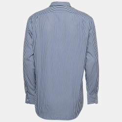 Pre Owned Ralph Lauren Blue Striped Cotton Button Front Shirt L