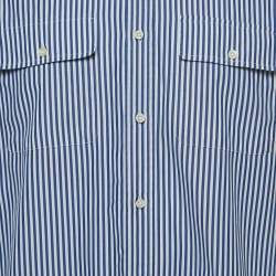 Pre Owned Ralph Lauren Blue Striped Cotton Button Front Shirt L