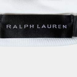 Pre Owned Ralph Lauren White Ribbed Knit Crew Neck T-Shirt M