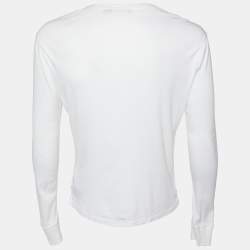 Pre Owned Ralph Lauren White Ribbed Knit Crew Neck T-Shirt M