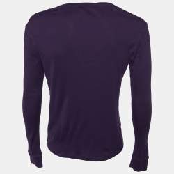مملوكة مسبقًا Ralph Lauren Purple Ribbed Knit Crew Neck T-Shirt M