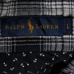 Ralph Lauren Monochrome Plaid Check Cotton Button Down Shirt L