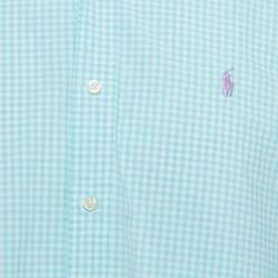 Pre Owned Ralph Lauren Blue Checkered Cotton Button Front Shirt M