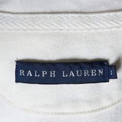 Pre Owned Ralph Lauren White Chevron Stripe Cotton Rugby Polo T-Shirt M
