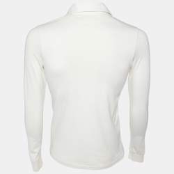 Pre Owned Ralph Lauren White Chevron Stripe Cotton Rugby Polo T-Shirt M