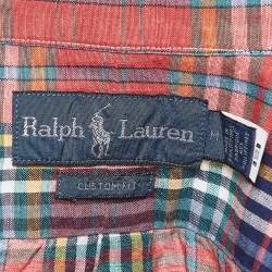 Ralph Lauren Multicolor Tartan Check Linen Blend Custom Fit Shirt M