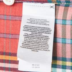 Ralph Lauren Multicolor Tartan Check Linen Blend Custom Fit Shirt M