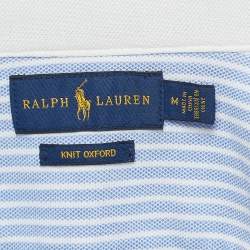 Pre Owned Ralph Lauren Blue Striped Cotton Knit Oxford Button Down Shirt M