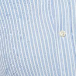 Pre Owned Ralph Lauren Blue Striped Cotton Knit Oxford Button Down Shirt M