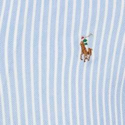 Pre Owned Ralph Lauren Blue Striped Cotton Knit Oxford Button Down Shirt M