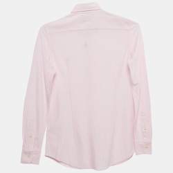 Pre Owned Ralph Lauren Pink Striped Cotton Knit Oxford Button Down Shirt M