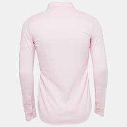 Pre Owned Ralph Lauren Pink Cotton Knit Oxford Button Down Shirt M